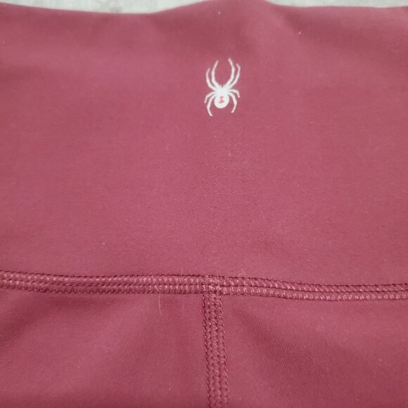 Spyder Active Maroon Cargo Pocket Leggings Womens Medium Polyester Spandex Blend - Picture 6 of 6